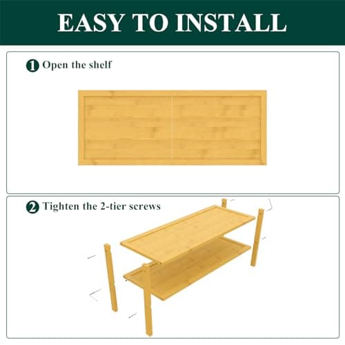 Smiry Bamboo Shoe Rack, 2 Tier Shoe Organizer for Entryway & Closet, Stackable Free Standing Storage Shelf for Shoes, Bags & Plants, Natural - Thumbnail 5