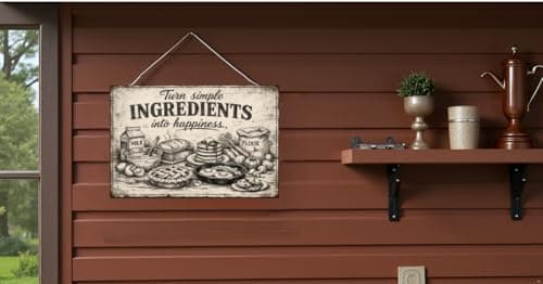 Turn Simple Ingredients Into Happiness Vintage Tin Sign Rustic Kitchen Wall Decor Metal Plaque Farmhouse Baking Food Illustration Art Cafe Pantry Dining Room 8x12 Inch Pre Drilled Holes - Thumbnail 2