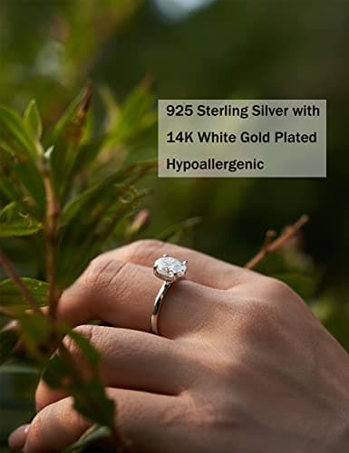 IMOLOVE Moissanite Oval Engagement Rings for Women 1.5CT Oval Ring Sterling Silver 18K White Gold Plated Solitaire Engagement Ring Promise Ring Wedding Ring for Her-100 - Thumbnail 3