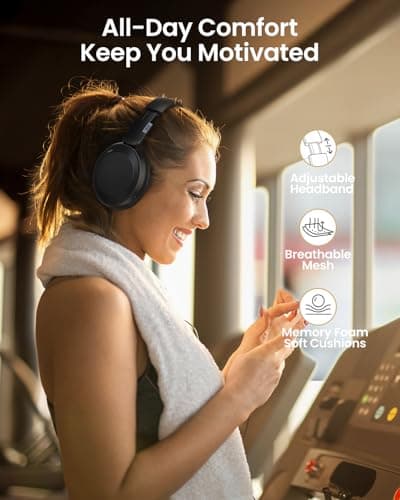 acer Wireless Bluetooth Headphones, 70 Hours Playtime, Foldable Over-Ear Headphones with 40mm Drivers, Memory Foam Earpads, Multipoint Bluetooth 6.0 for Travel, Home, Office, Black - Thumbnail 5