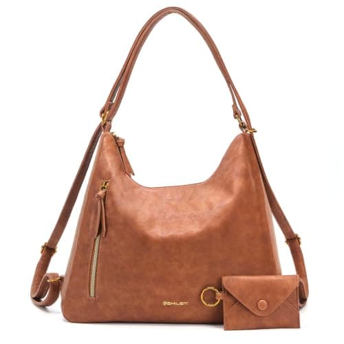Women Hobo Bag Faux Leather Tote Handbags, Brown