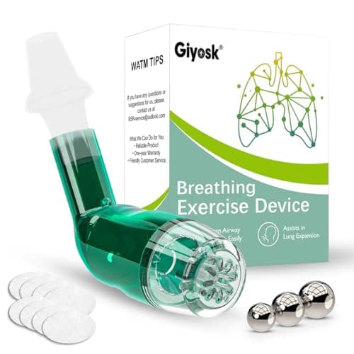 Giyosk Breathing Exercise Device for Lungs, Lung Expansion and Mucus Relief Device, Portable Expiratory Breathing Exerciser with A Set of Accessories, Breathing Trainer for Lung Cleanse(Green) - Image 1