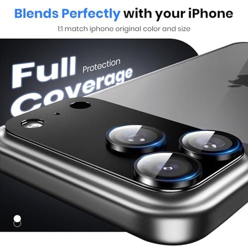 Hoerrye for iPhone 17 Pro Max Camera Lens Protector - [12FT Shatterproof Military Grade] [Strong Adsorption] Metal 9H+ Tempered Glass Camera Screen Full Cover Case Friendly,Black - Thumbnail 3