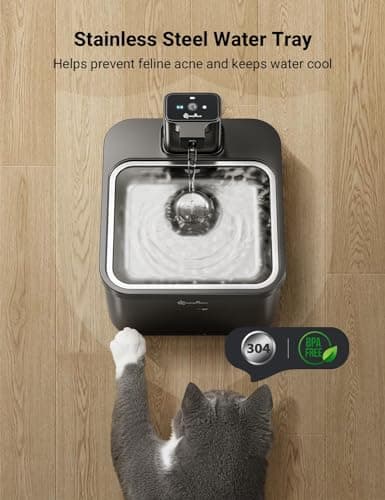 DownyPaws Cat Water Fountain Cordless, 84oz/2.5L Fursink Wireless Pet Water Fountains for Cats Indoor, Battery Operated Cat Drinking Fountain with Motion Sensor, Ultra Quiet Pump, BPA-Free, Black Pro - Thumbnail 5