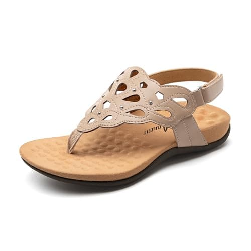 Athlefit Women's Arch Support Orthotic Sandals Comfortable Walking Orthopedic Thong Nude Sandals Size 7 - Image 1