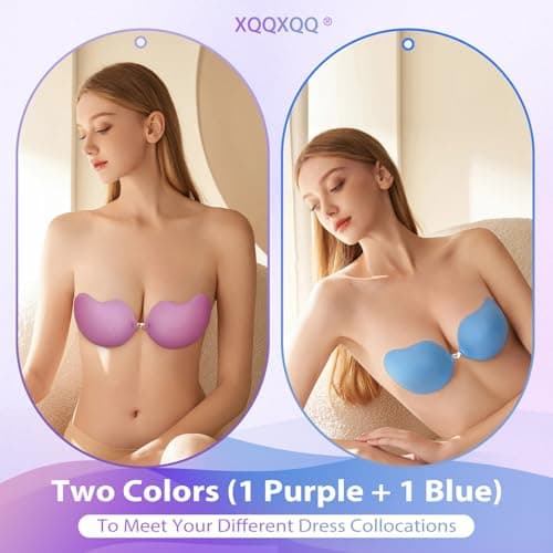 Invisible Sticky Bra Strapless Adhesive Bras Silicone Stick on Push Up Seamless Reusable Backless Bra for Women 2pack - Thumbnail 2