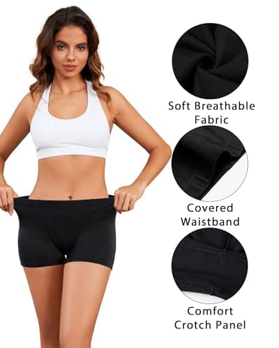 Nexgenz Cotton Boyshort Underwear for Women Cotton Boxer Briefs for Women Underwear Shorts 4 Pack White/Beige/Black/Light Gray Medium 2" Inseam - Thumbnail 5