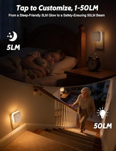 Sujeet Night Light, 4 Pack 1-50LM Stepless Dimming LED Night Light with 3CCT (3000K/4500K/6500K), Night Lights Plug into Wall Night Lights for Adults, Bedroom, Bathroom, Hallway, Kitchen, Kids Room - Thumbnail 3
