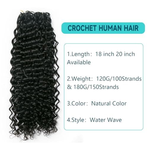 Human Crochet Hair for Black Women Water Wave 120G 100Strands NC 18 Inch - Thumbnail 2