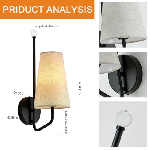 MHSNL Battery Operated Wall Sconces,Rechargeable Wall Lights with 12 Colors Remote Dimmable Cordless Battery Sconce Indoor Wall Lamps for Bedroom Living Room Bedside Hallway Stairs Black 1 Pack - Thumbnail 5