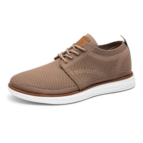 Bruno Marc Men's KnitFlex Breeze Mesh Oxford Sneakers - Breathable Business Casual Shoes Lightweight & Comfortable Walking Shoes for Men, Size 7.5,Light/Brown,GRAND-01 - Image 1