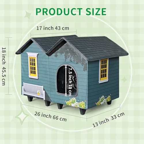 Heated Cat Houses for Indoor/Outdoor Cats with Elevated Heated Cat Bed Providing Safe Feral Cats, Easy to Assemble - Thumbnail 5