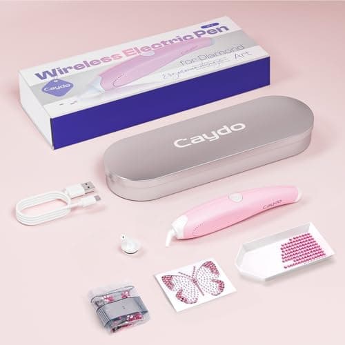 Caydo Cordless Electric Diamond Painting Pen, E-Painter for Diamond Painting - Diamond Art Pen with Vacuum Technology, Ergonomic Design & Storage Tray – No Wax, Patented (Pink) - Thumbnail 6