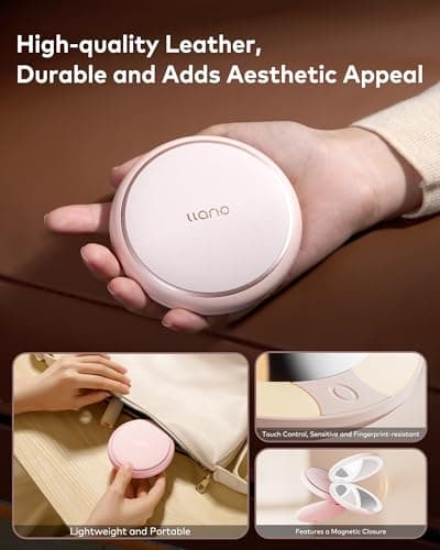 llano Compact Mirror, Lighted Travel Makeup Mirror with 1X/2X Magnifying Double Sided Dimmable Portable Pocket Mirror for Handbag and Pocket,Foldable Compact Mirror 3.6"L x 0.8"W, USB Charging (Pink) - Thumbnail 6