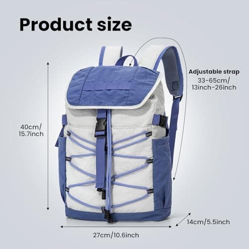 Kabibin Casual Backpack for Men, 15L Lightweight Waterproof Nylon Daypack with Multiple Pockets, College Bookbag for School, Hiking & Travel (Blue) - Thumbnail 4
