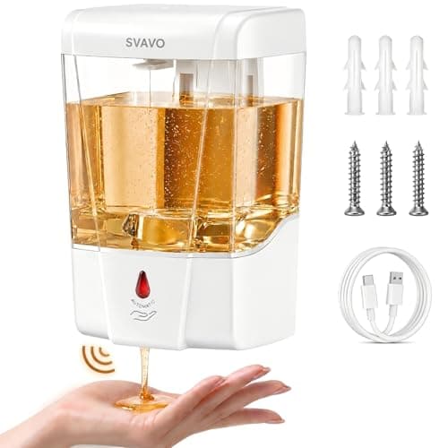 SVAVO Automatic Soap Dispenser Type-C Rechargeable - Commercial Wall Mount Hand Soap Dispenser for Restaurant, Kitchen & Bathroom, Electric Soap Pump for Office, 21 fl.oz for Liquid Soap, White - Image 1