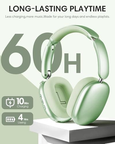 Wentronic Y02 Active Noise Cancelling Headphones, Wireless Over-Ear Bluetooth 5.4 Headphones, Multiple Modes, 60H Playtime, Hi-Res Audio, Big Bass, Foldable Lightweight for Travel Home Office, Green - Thumbnail 5