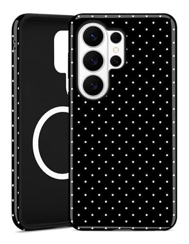 Aitipy Compatible with MagSafe Polka Dot Phone Case for Samsung Galaxy S22 Plus, Cute Aesthetic Polka Dot Magnetic Soft TPU and Hard PC Protective Phone Cover for Women Girls - Black - Image 1