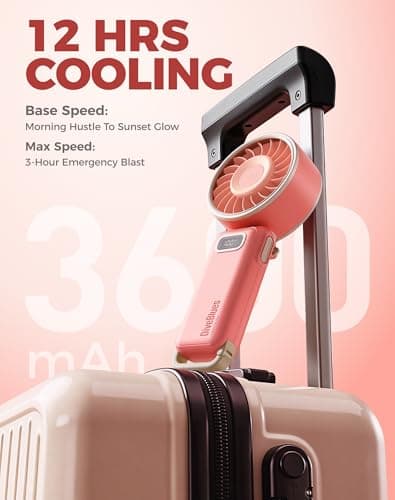 Diveblues Portable Turbo Fan, 7.4m/s High Speed Handheld Fan, 180° Foldable 4-in-1 Personal Neck Fan with Carabiner Clip, 100 Speed Stepless Control, USB-C Rechargeable for Travel, Makeup Hot Flashes - Thumbnail 6