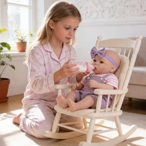 Milidool Lifelike Reborn Baby Dolls Girl-18 inch Realistic Newborn Baby Dolls, Soft Cloth Weighted Body with Feeding Toy, Gift for Kids Ages 3+ - Thumbnail 6