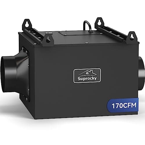 SUPROCKY Ultra Quiet Bathroom Exhaust Fan, Remote Mount In Line Fan, Exhaust Ventilation Fan for Bathroom, Kitchen, Garage and Residential Ventilation, Black, 170CFM - Image 1