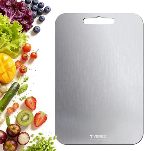 TIVEREX Titanium Cutting Board,100% Pure Titanium Cutting Boards for Kitchen, Easy to Clean, Dishwasher Safe, Double Sided Non Toxic Food-Grade Chopping Boards for Meats, Fruits and Vegetables - Image 1