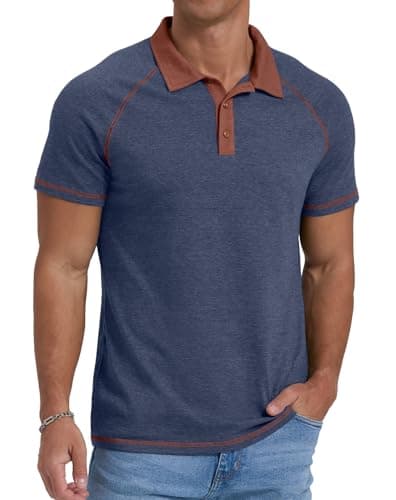 Sailwind Mens Cotton Polo Shirts Short Sleeve Raglan Collared Casual Summer Fashion Golf Shirts Navy Blue - Thumbnail 4
