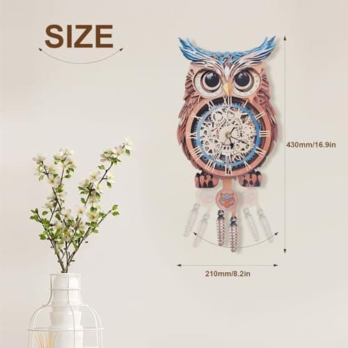 Kosmickiss 3D Wooden Puzzles for Adults, Owl Wooden Clock, DIY Model Building Kits for Adults, Owl Gifts for Women, Creative Decor for Home - Thumbnail 5
