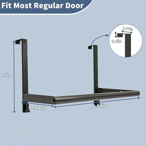 Thrivinest Over The Door Clothes Hanger, Metal Over The Door Rod for Clothes with 2 Hooks, Clothing Hanger Drying Racks for Laundry, Bedroom, Bathroom, Living Room,Office, Fits Door Up to 1.77" - Thumbnail 2