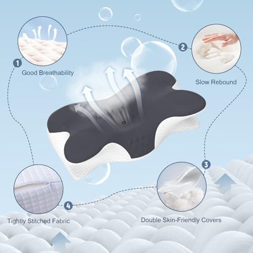 Jpoht Cervical Neck Pillow for Neck Pain Relief, Ergonomic Neck Pillow for Sleeping,Contour Memory Foam Side Sleeper Pillow for Shoulder Pain with Breathable Pillowcase - Thumbnail 4