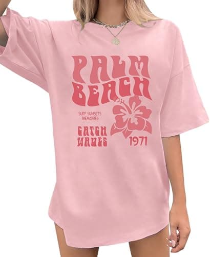 AMWIPE Oversized Hawaiian Shirts Women Hawaii Graphic Tees Casual Holiday Tshirt Fall Short Sleeve Tops
