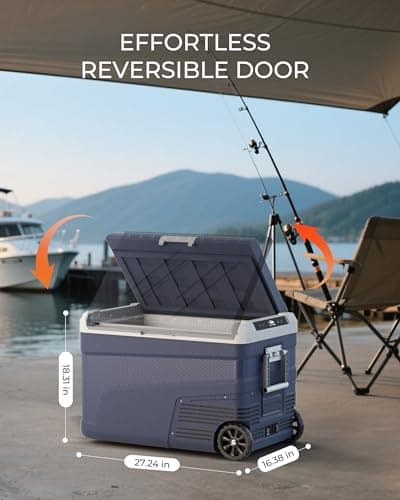 EKOJUCE 12 Volt Refrigerator Portable Fridge Freezer - 48 Quart(45L) Electric Cooler with Wheels, 12/24V DC & 100-240V AC, -4℉-68℉, APP Control, 12V Car Fridge for Camping, Boating, RV, Outdoor, Home - Thumbnail 3
