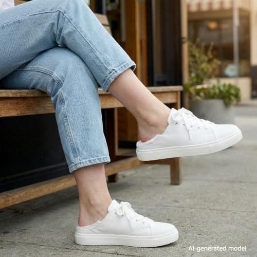 STQ White Tennis Slip on Sneakers Womens Shoes Canvas Business Casual Tennis Shoe Spring Daily Wear Travel Work Lightweight Comfortable White Size 7 - Thumbnail 3