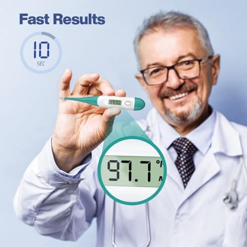 Boncare 10 Seconds Digital Thermometer for Adults and Kids - Accurate & Safe Rectal Thermometer for Baby with Fever Alarm, Oral Thermometer (Clear Blue) - Thumbnail 2