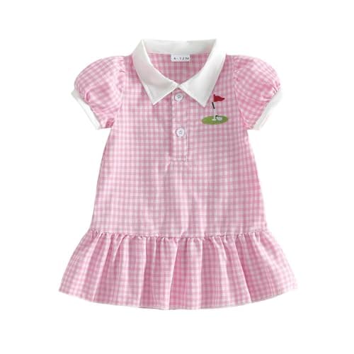 ASUNYKID Toddler Girl Dress Kids Short Sleeve Dresses Outfits for Kids Pink