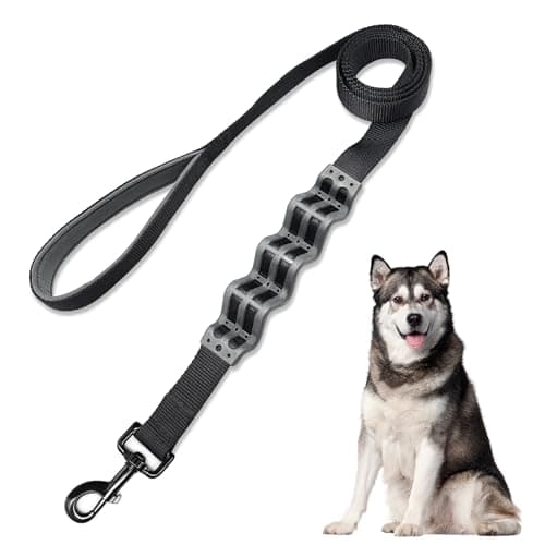 Heavy Duty Dog Leash, 5FT Wide 2.5cm Shock Absorbing Dog Leashes with Zinc Alloy Clip, Comfortable Handle,Training Leash for Medium Large Dogs - Image 1