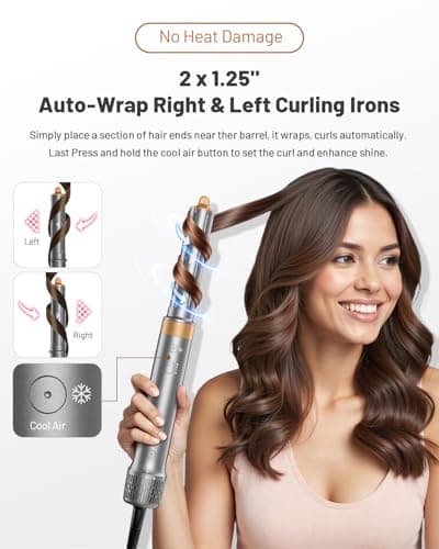 HITTIONA Hot Air Styler & Hair Styler- High-Speed Hair Dryer Brush, Fast Drying Blow Dryer Brush No Heat Damage Multi-Styler Auto Wrap Curlers for Volumizing Curl Straighten Frizz-Free - Thumbnail 4
