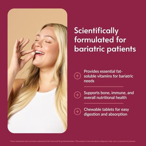 Bariatric Advantage Chewable High ADEK with Iron - for Bariatric Patients - High Potency Vitamin A, D, E & K - Includes B-Vitamins - Chewable Multivitamins - Tropical Fruit - 60 Count - Thumbnail 2