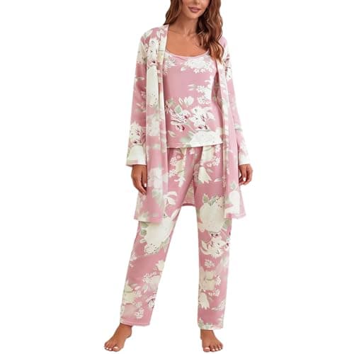 Eternatastic Women's 3 Piece Knit Lounge Set Pajama Long Sleeve Cardigan Sleeveless Top Pants Sweatsuit Pjs Sets