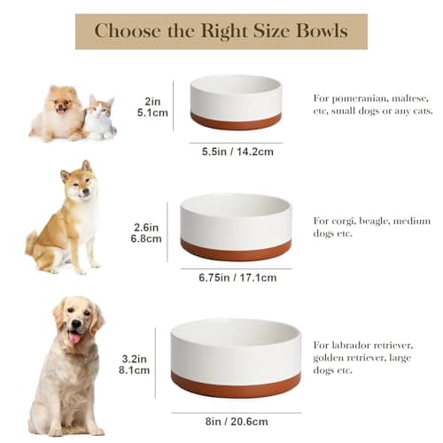 MALACASA Dog Bowls, Ceramic Dog Food and Water Bowls for Large Size Dogs, 6 Cups Capacity Pet Bowl for Large Dogs (L-6 Cups) - Thumbnail 2