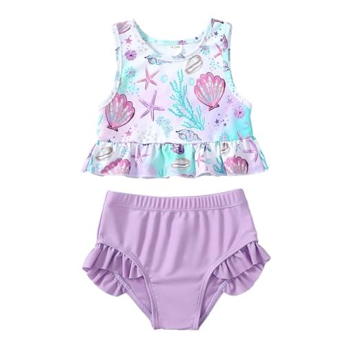 YWFSHOP Baby Swimsuit Girl Two Piece Bathing Suit Toddler Girls Summer Beach Ruffle Tankini Swimwear 1-7Y - Image 1