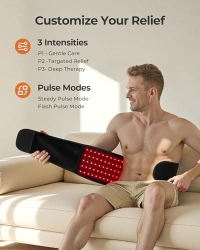 XASLA Red Light Therapy Belt, 660nm & 850nm Near Infrared Light Therapy for Body with Timer, 5000mAh Battery, Portable & Cordless, Red Light Therapy Wrap for Pain Relief - Thumbnail 3