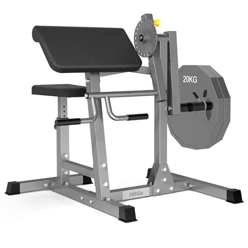 Preacher Curl Bench for Biceps and Triceps Isolation Training, with Thickened Pad, Compatible with 1" and 2" Weight Plates