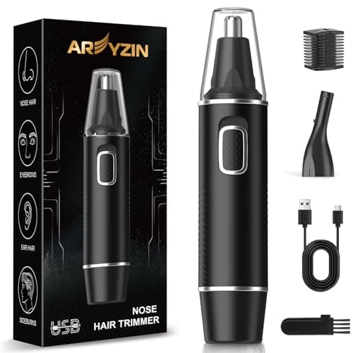 AREYZIN Nose Hair Trimmer for Men,Rechargeable Ear and Nose Trimmer,2026 Professional 2 in 1 Painless Eyebrow & Facial Hair Trimmer with IPX7 Waterproof Dual Edge Blades (Black) - Image 1