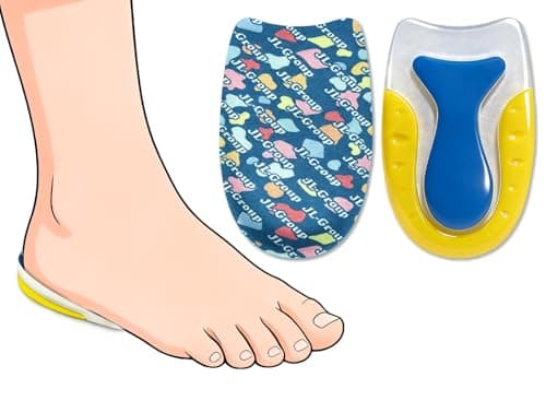JL-Group Non-Shifting Kids Heel Cups for Sever's Disease Pain Relief, Durable Shock Absorbing Gel Inserts for Active Boys & Girls, Satys in Place for Cleats Sneakers (Navy - 1 Pair, Kid's Size 3-7)