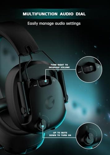 syndesmos Wireless Gaming Headset for PS5, PC, PS4, Switch, Gaming Headphones with Detachable Noise Cancelling Mic, 45H Battery, 7.1 Surround Sound, Black - Thumbnail 3