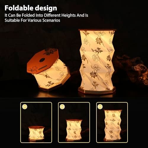 ZBOLE Birthday Flower Folding Rotating Lamp - March Narcissus, Rechargeable Folding Paper Light, Elegant Gift Box – Ideal Anniversary, Birthday Gift for Women, Mom, Sister, Grandma-Orange - Thumbnail 4