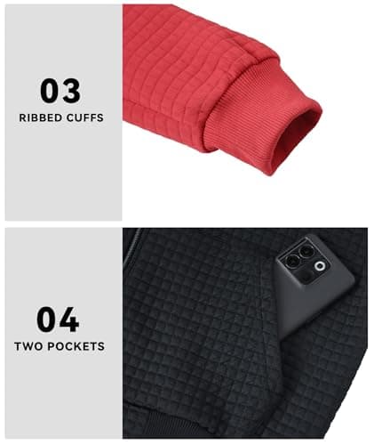 Men's Zip Up Hoodie Waffle Knit Hood Lightweight Long Sleeve Drawstring Casual Sweatshirt Warm Jacket with Pocket - Thumbnail 6