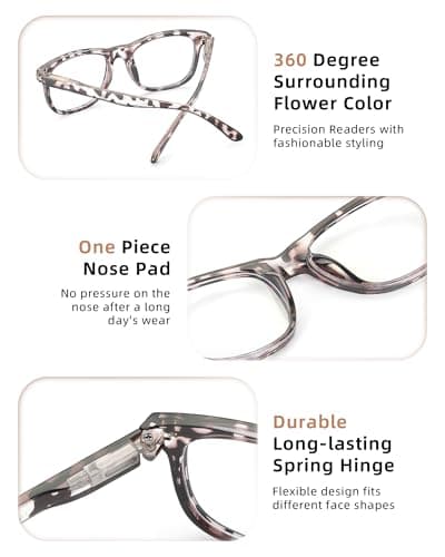 JOLISU 5 Pack Reading Glasses For Women - Stylish Blue Light Blocking Readers -Womens Men Spring Hinge Eyeglasses (2.25) - Thumbnail 4