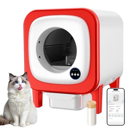 petstarlet Self Cleaning Litter Box, Extra Large Automatic Cat Litter Box Self Cleaning for Multiple Cats, App Control, Safety Protection, Ultra-Quiet,Includes Trash Bags,Red - Image 1